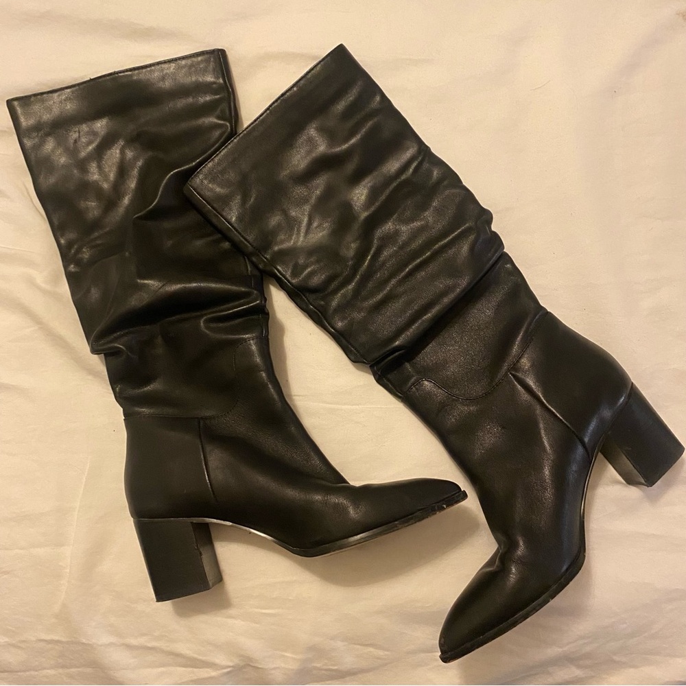 Black Knee-High Leather Boots